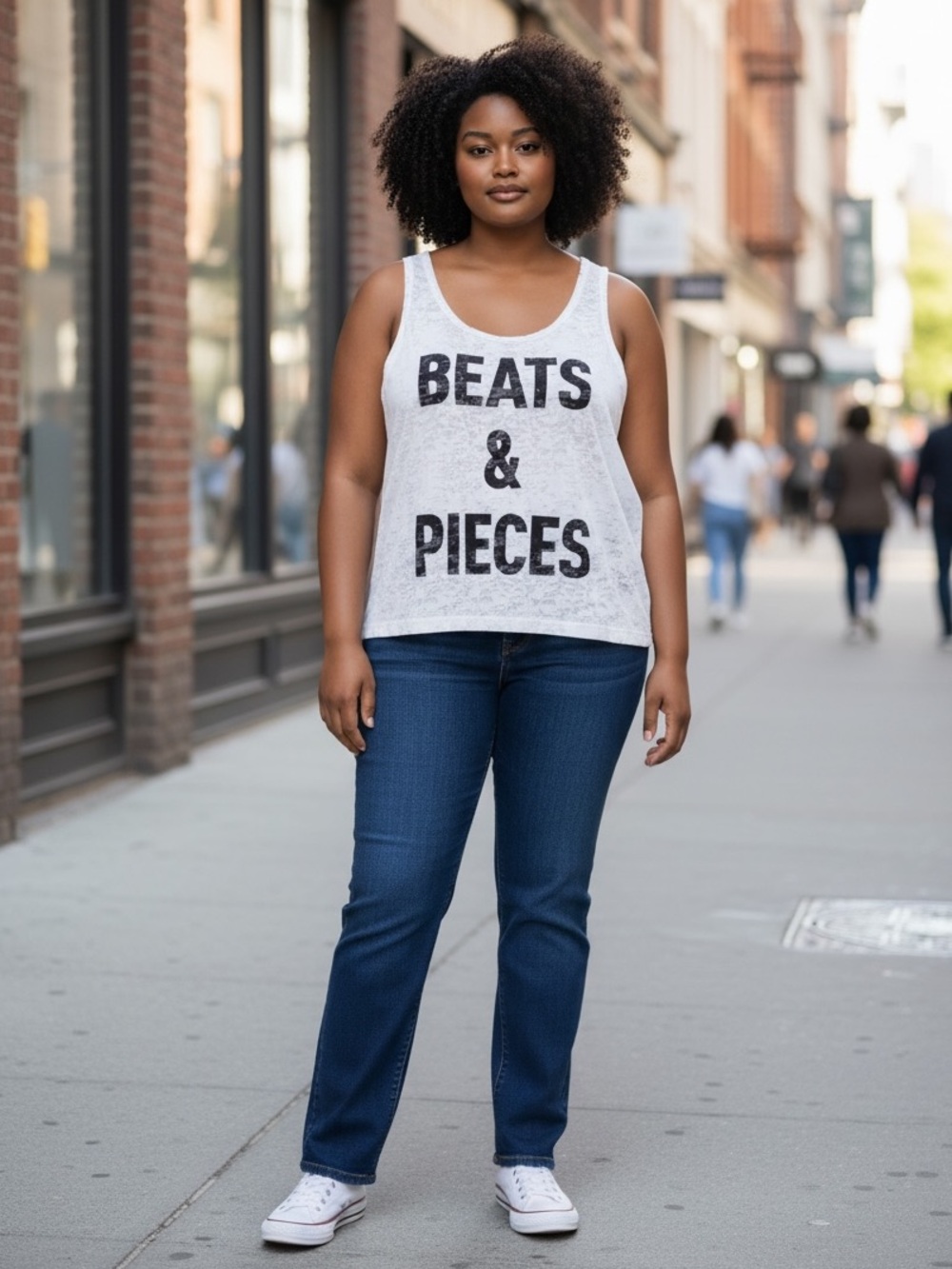 Monki “Beats & Pieces” White Burn Out Tank Top, Size Large - NWT